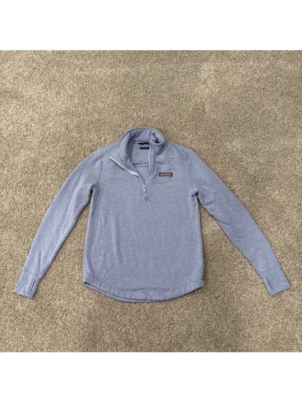 Vineyard Vines Heather Light Blue Pullover with Patch Logo worn once XS